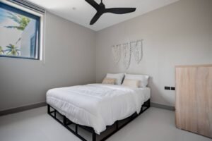 Chambre du Cottage Blue Cyan de la résidence Blue Cyan Cottage sur l’île de Koh Samui en Thaïlande du Sud.